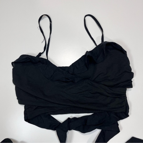 Anthropologie Black smocked Crop Top - Picture 2 of 7